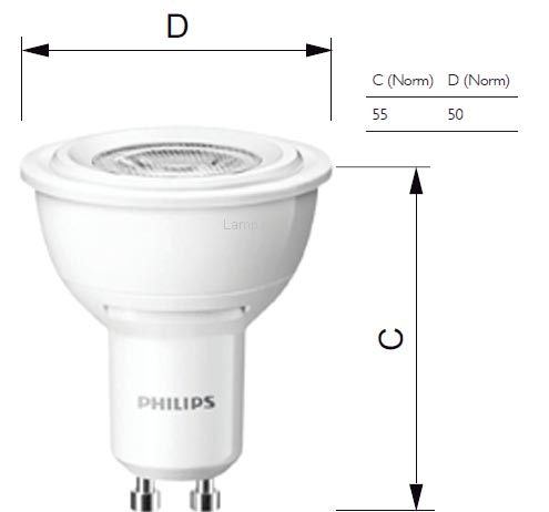 Lampmaten van de Philips CoreProLedspot MV 3.5-35W GU10 230V Lampmaten van de Philips CoreProLedspot MV 3.5-35W GU10 230V